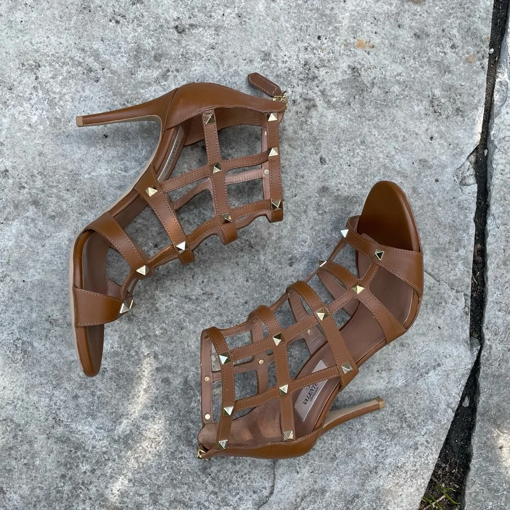 Valentino Rockstud Caged Gladiator Stiletto Sandals, size 38.5 - Picture 5 of 11